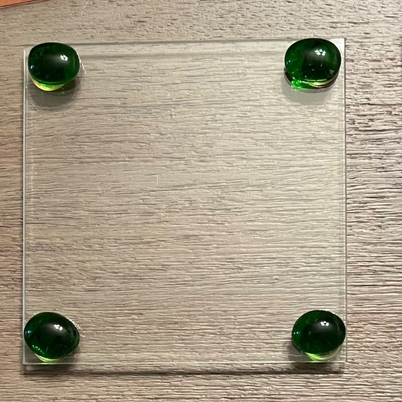 Clear Glass Coasters with Colorful Fused Glass Corners, 4" x 4" - Picture 3 of 9